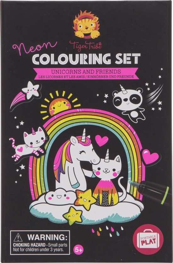 Tiger Tribe Neon Kleurset - Unicorn & Friend - Vanaf 5 jaar - Met opbergbox