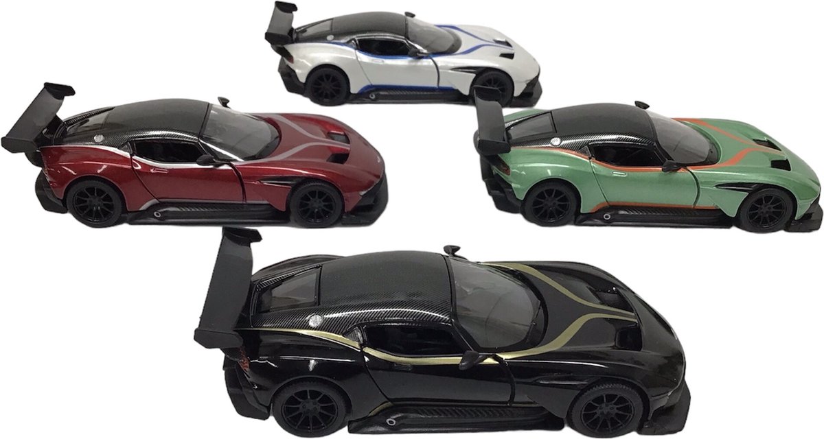 Aston Martin Vulcan met strepen Pull-back motor - 1:38 - Kinsmart verkrijgbaar in 4 kleuren verkoop per stuk