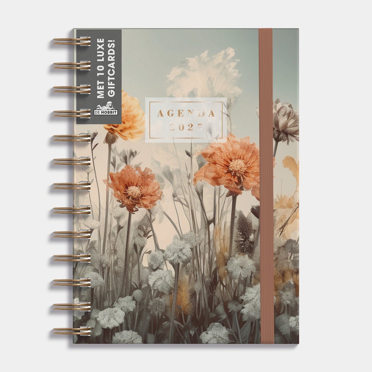 Hobbit - Agenda spiraal medium - 2025 - Ringband Agenda - 1 week op 2 pagina's - B6 (17,5x12,5cm) - Veldbloemen op Prijzenvolger.com