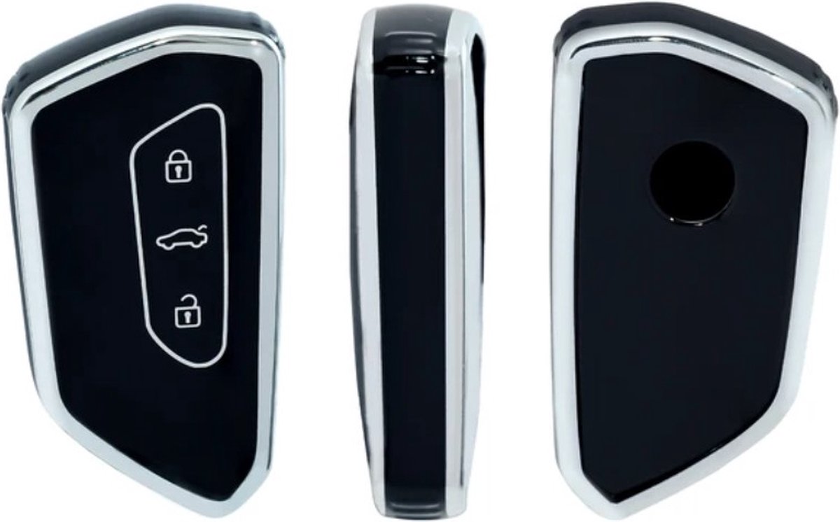 Siliconen TPU Remote Cover Key Case key cover Zwart Grijs voor Volkswagen Golf 8 MK8 ID3 ID4 ID5 ID7 ID7 Tourer ID.Buzz Cupra Skoda Octavia A8 Seat Leon MK4 Formentor Tarraco