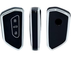 Siliconen TPU Remote Cover Key Case key cover Zwart Grijs voor Volkswagen Golf 8 MK8 ID3 ID4 ID5 ID7 ID7 Tourer ID.Buzz Cupra Skoda Octavia A8 Seat Leon MK4 Formentor Tarraco