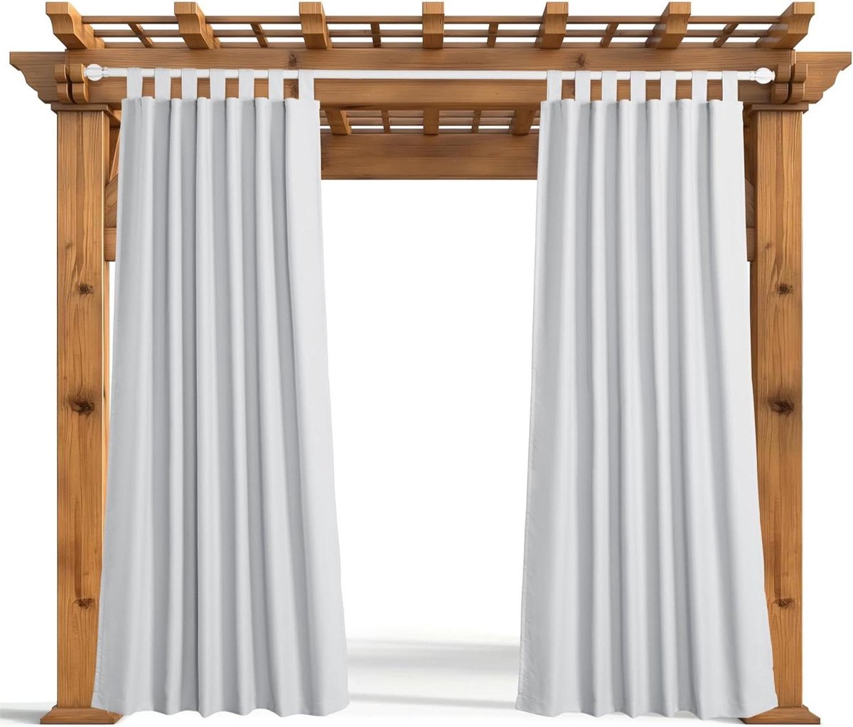 Buitengordijn waterdicht 130 x 210 cm Met 7 klittenband lussen Geeft schaduw Outdoor gordijnen voor patio en pergola Wit Tuindecoratie
