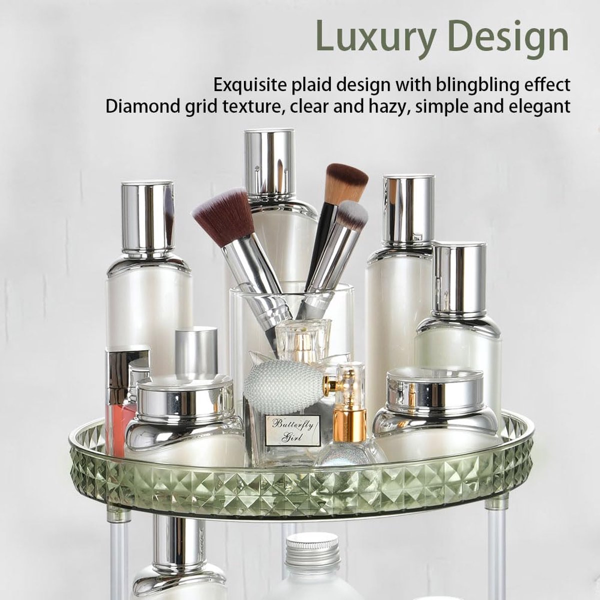 Make-up organizer 2 etages 360 graden draaibaar cosmetica-organizer multifunctionele make-up-organizer met grote capaciteit cosmetica-organizer voor make-uptafel badkamer slaapkamer