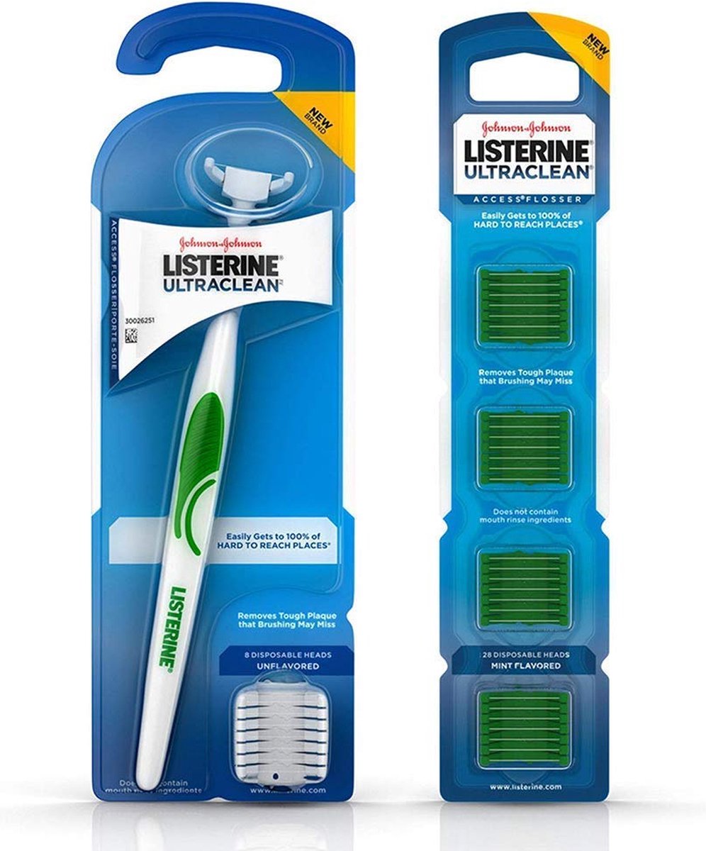 Goedkoopste Listerine Ultraclean Access Snap-On Flosser & Vervangende Flosserkoppen - 28 stuks, Set voor Optimale Mondverzorging