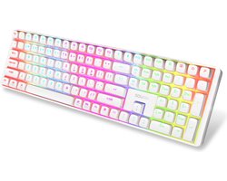 Sounix Gaming Toetsenbord – Mechanisch Qwerty Gaming Toetsenbord – 111 Keys – RGB Effect – US Qwerty – Wit