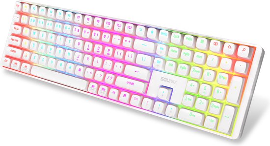 Sounix Gaming Toetsenbord - Mechanisch Qwerty Gaming Toetsenbord - 111 Keys - RGB Effect - US Qwerty - Wit