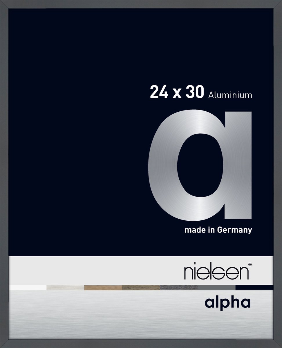 Nielsen Alpha Aluminium Fotolijst Glossy Dark Grey 24x30cm Donkergrijs-glanzend