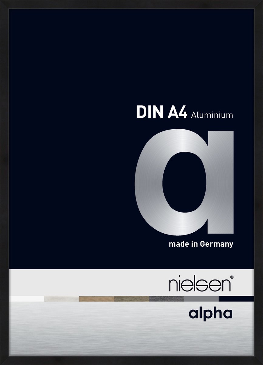 Nielsen Alpha Aluminium Fotolijst Black Matt 21x29,7cm (A4) Mat zwart