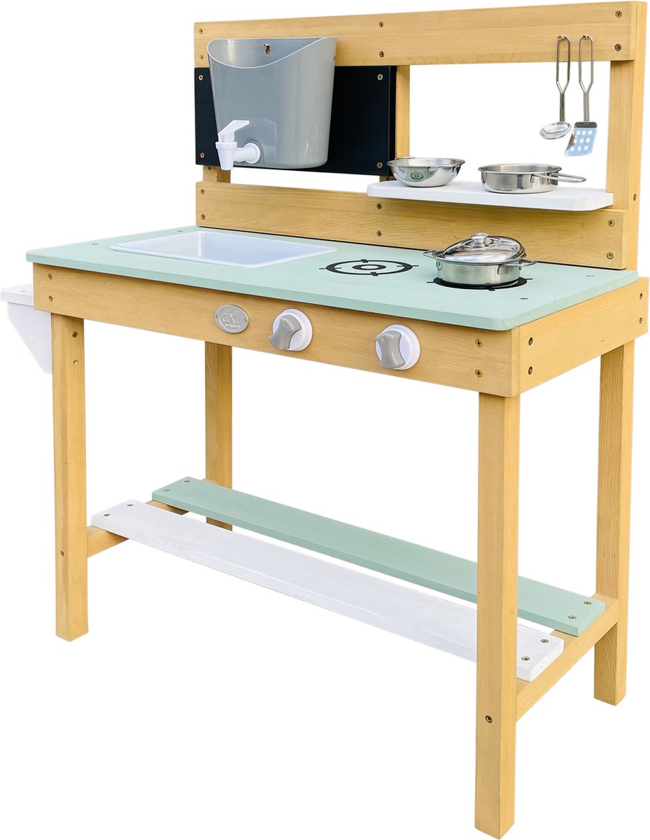 AXI Puck Zand & Water Speelkeuken Bruin/groen - Incl. 6-delige accessoire set - Modder Keuken — afbeelding 2