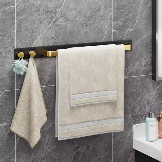 Vonia Handdoekrek – Badkamerrek – Handdoekrek Badkamer – Handdoekhouder – Handdoekenrek – 77,5 x 20 x 14 cm – Zwart