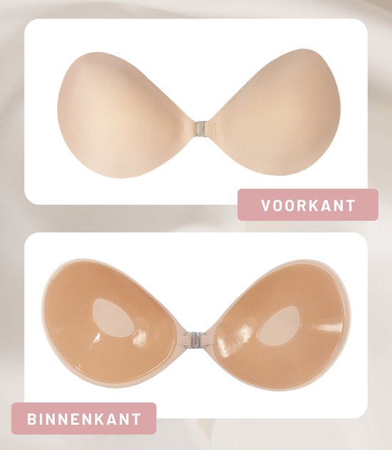 Plak bh - Plack bh push up - Zelfklevende bh - Plak beha- Beige - Maat B - MAGIC Bodyfashion Backless Beauty Beha - Strapless bh - Bh accessoires - Bh zonder bandjes - Bh voor open rug