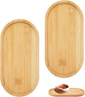 Plateau En Bambou 4 Pièces, Plateaux Ovales En Bois, Petit