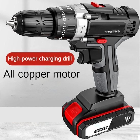 Boormachine Draadloos: DEKOPRO Rood Draadloze Boor 20V Elektrische Boor Set Tool voor Vrouwen Boormachines Draadloos met Batterij en Oplader Boordriver 20 Volt Boordriver Kit