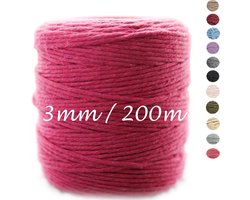 3mm x 200m Framboos macramé katoenen koord Macrame Touw|kleuren om mee te knutselen|Garen voor Wandkleed en Plantenhanger Zelf Maken|Dromenvanger||engel van macramé