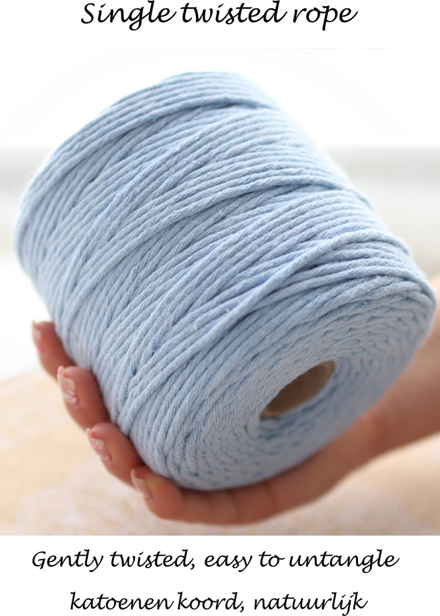 3mm x 200m Blauw macramé katoenen koord Macrame Touw|kleuren om mee te knutselen|Garen voor Wandkleed en Plantenhanger Zelf Maken|Dromenvanger||engel van macramé — afbeelding 6
