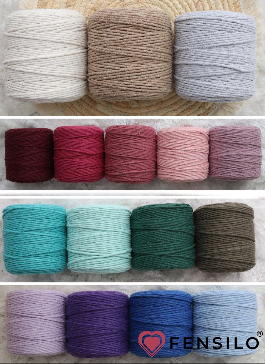 3mm x 200m Blauw macramé katoenen koord Macrame Touw|kleuren om mee te knutselen|Garen voor Wandkleed en Plantenhanger Zelf Maken|Dromenvanger||engel van macramé — afbeelding 8
