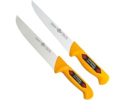 Eikaso Solingen Slagers- en universeelmes set – ergonomisch – geel – 15 cm en 13 cm lemmet