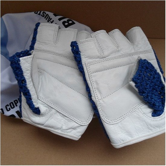 Foto: Retro cycling fietshandschoenen zomer blauw vintage style leather cycling gloves m