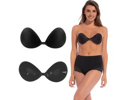 Plak bh - Plack bh push up - Zelfklevende bh - Plak beha- Zwart - Maat A - MAGIC Bodyfashion Backless Beauty Beha - Strapless bh - Bh accessoires - Bh zonder bandjes - Bh voor open rug