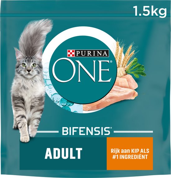 PURINA® ONE Adult Rijk aan Kip & Volkoren granen brokjes 1,5 kg