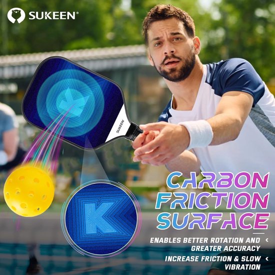 Set De 2 Raquettes De Pickleball Sukeen - Fibre De Verre, Noyau Nid D'abeille - Anti-vibrations - Sac à Main Inclus - Débutants Et Pros