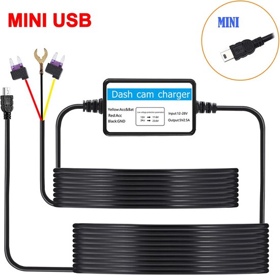 Foto: Drphone hpk2 hardwire parkeer kit lage voltagebescherming constante voeding mini usb 12 24v 5v 2 5a 24h parkeerbewaking geschikt voor o a dashcams