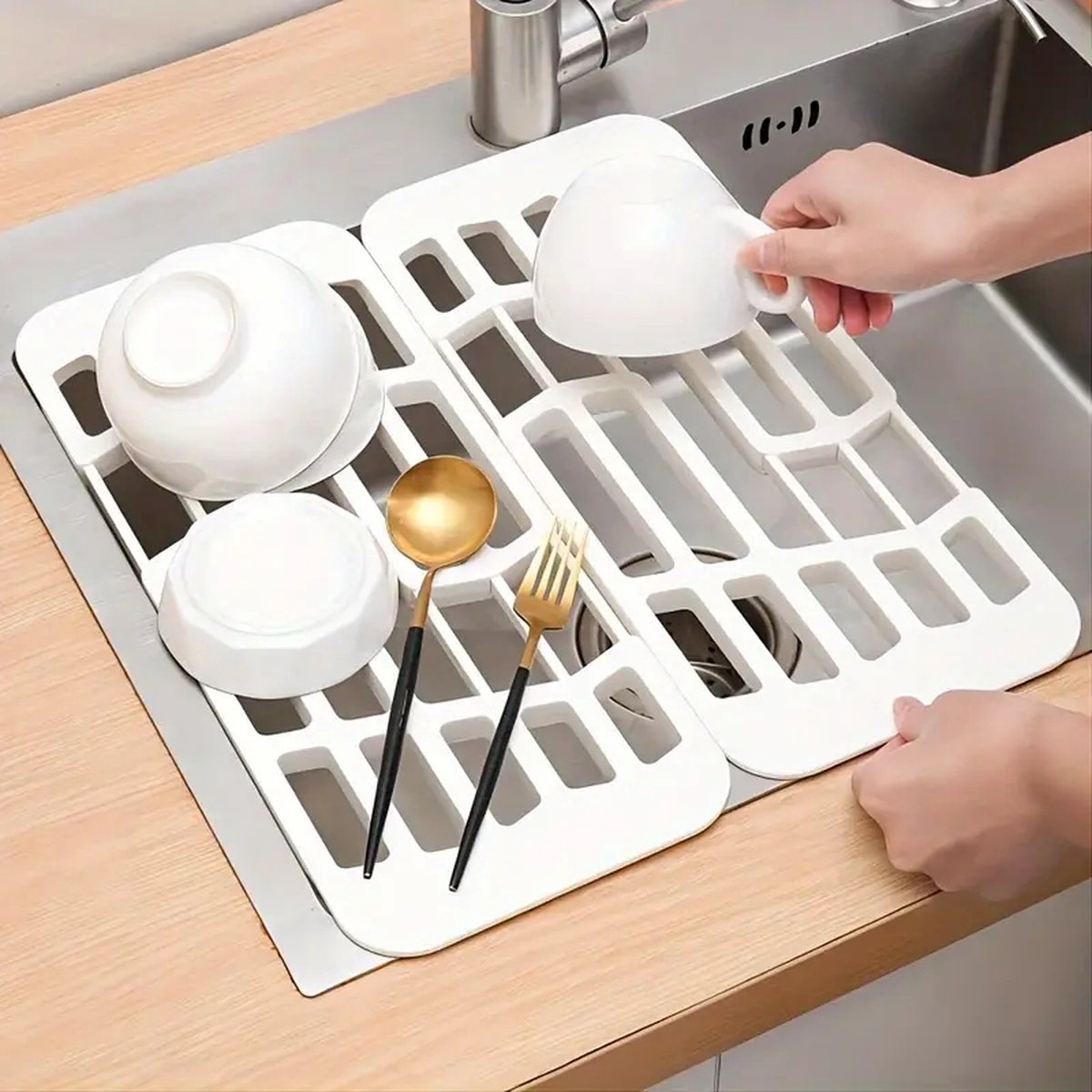 Goedkoopste AnyPrice® Inklapbaar Afdruiprek voor Afwas - Opvouwbare Afdruipmat & Afdruiprekken - Scalable Draining Rack - Compact & Duurzaam Afdruiprek Inklapbaar - Wit