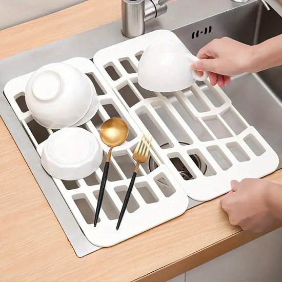 AnyPrice® inklapbaar afdruiprek – wit – compact en duurzaam