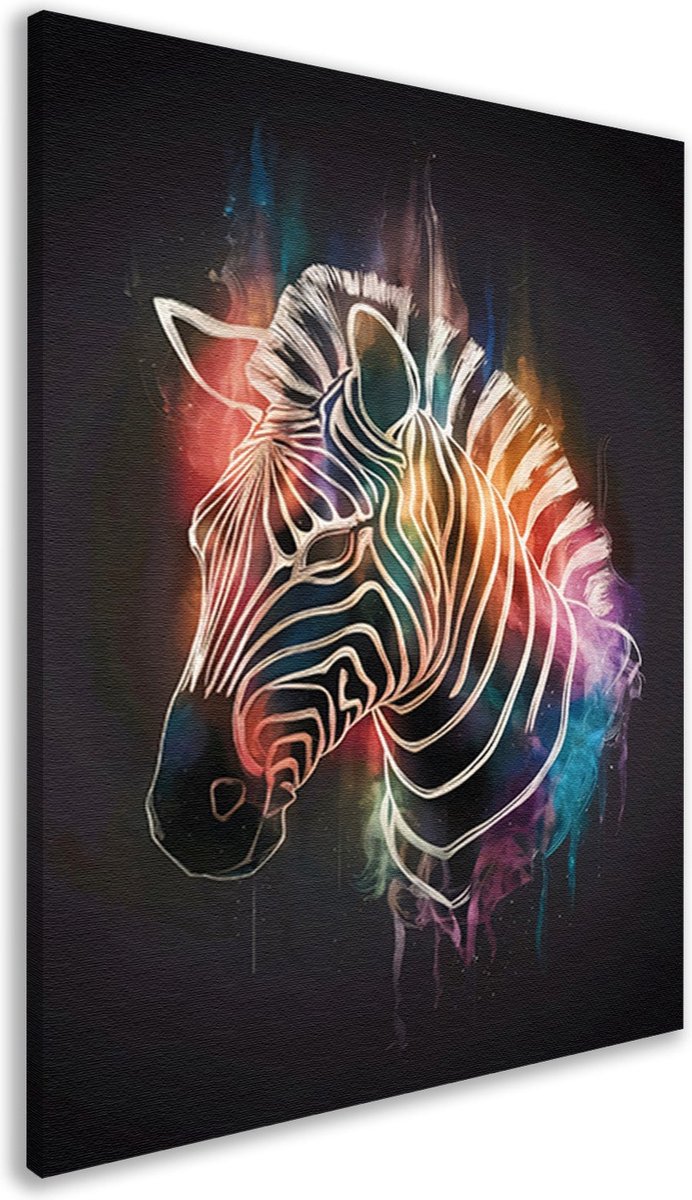 Zebra schilderijen - Dieren schilderijen - Schilderij op canvas Ruimte - Wanddecoratie kin