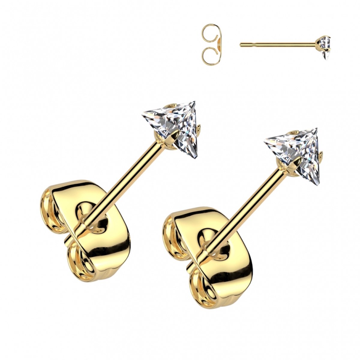 Oorbellen PVD triangle 0.8x6x3 - goud - LMPiercings