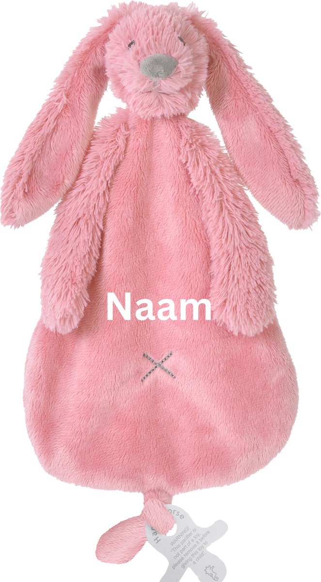 Happy Horse Rabbit Richie - Geborduurde Naam - Kleur Deep Pink - Met Naam - Kraamcadeau