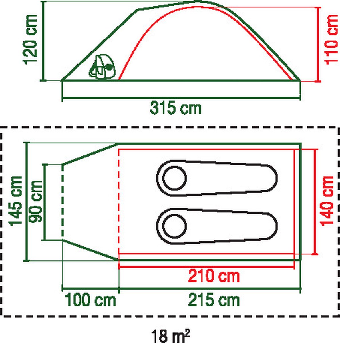Coleman Darwin 2 Plus Koepeltent - tent 2 persoons - 3000 mm waterkolom - snel opzetten - Groen – foto 8