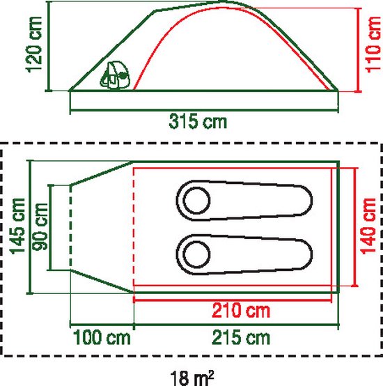 Coleman Darwin 2 Plus Koepeltent - tent 2 persoons - 3000 mm waterkolom - snel opzetten - Groen