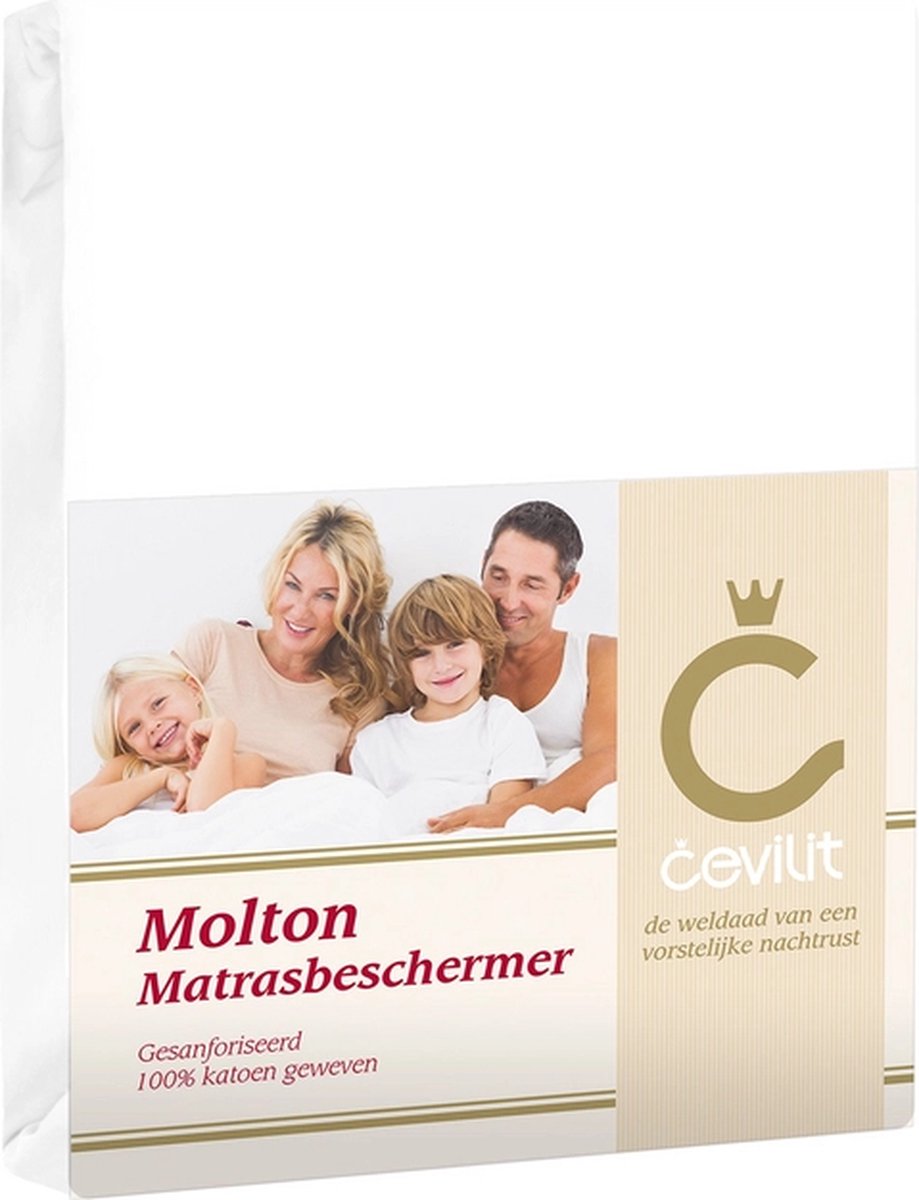 Cevilit – Molton Matrasbeschermer Hoeslaken extra zwaar – Maat 70x210/220 – 100% Katoen – Geschikt voor elke matras dikte - Het vocht opnemend vermogen verbetert het slaapcomfort en verlengt de levensduur van het matras - K470