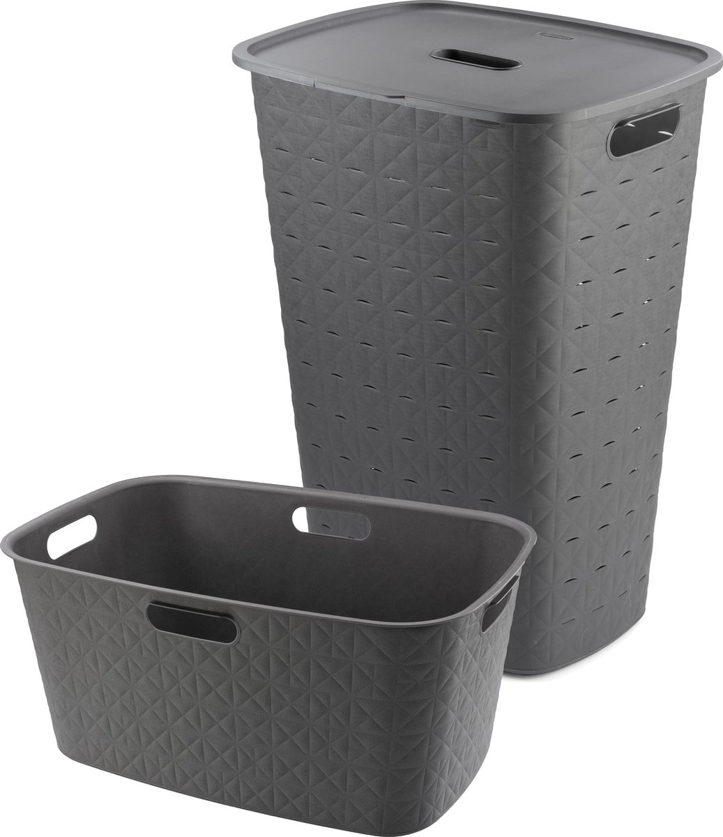 Goedkoopste Curver Softex Wasmand met Deksel 56L Wasmand 45L - Antraciet