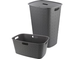 Curver Softex Wasmand met Deksel 56L + Wasmand 45L - Antraciet