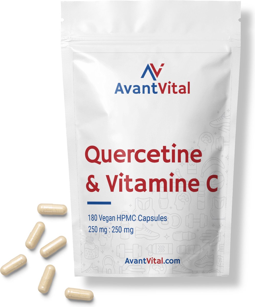 Goedkoopste Quercetine & Vitamine C - Optimale verhouding 250 mg 250 mg - 180 Vegan Capsules - AvantVital - Voedingssupplementen