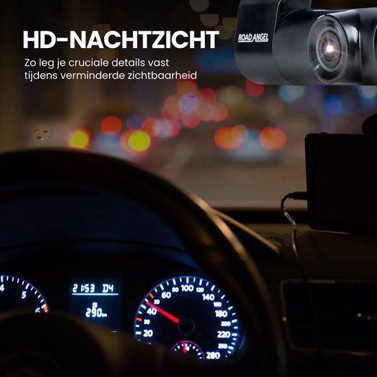 Road Angel Halo Start Dashcam voor Auto - Met Wifi - Compacte Autocamera - 1080p Full HD - Looprecording - Nachtzicht - beeldstabilisatie