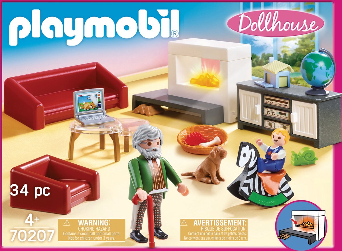 PLAYMOBIL Dollhouse Huiskamer met openhaard - 70207 — afbeelding 14