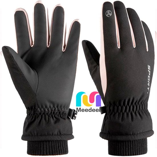 Foto: Meedeer winterhandschoenen voor dames kleur roze zwart warme skihandschoenen touchscreen handschoenen winddicht sporthandschoenen antislip fietshandschoenen voor hardlopen motorfiets fietsen wandelen