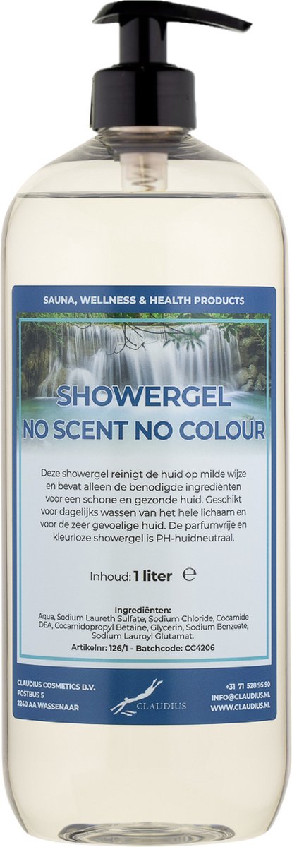 Goedkoopste Douchegel No Scent No Colour 1 liter - met gratis pomp - Showergel
