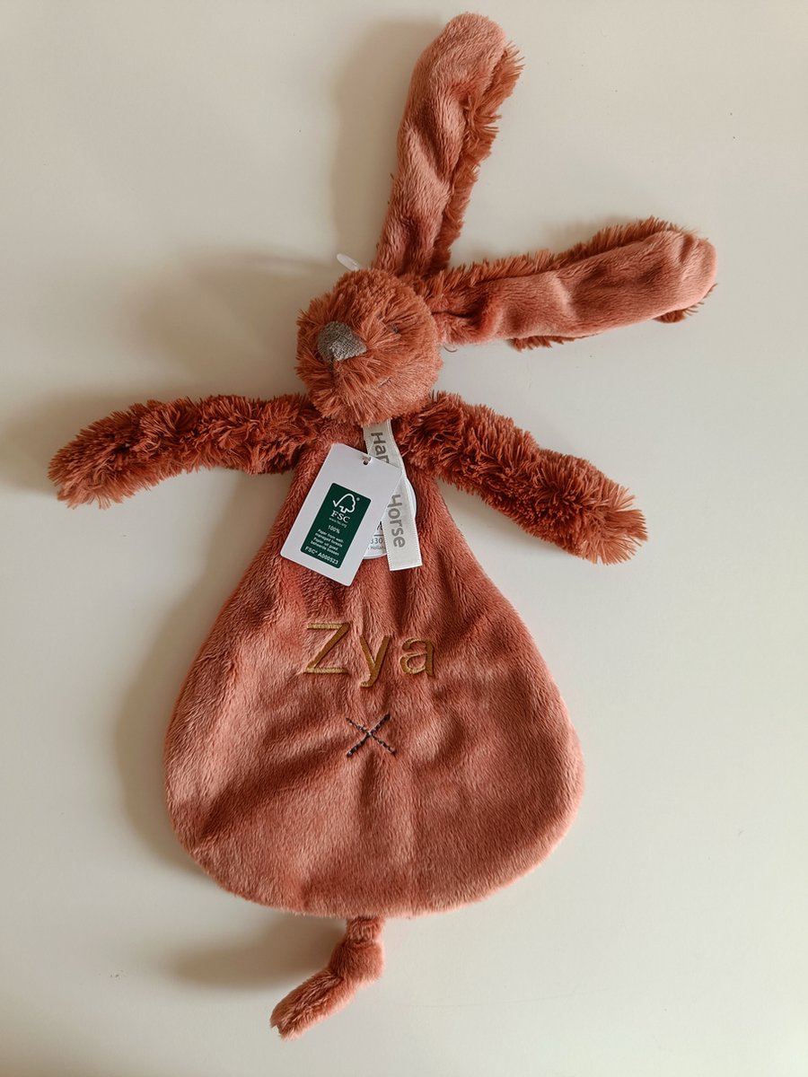 Happy Horse Rabbit Richie - Met Geborduurde Naam - Kleur Rusty - Kraamcadeau