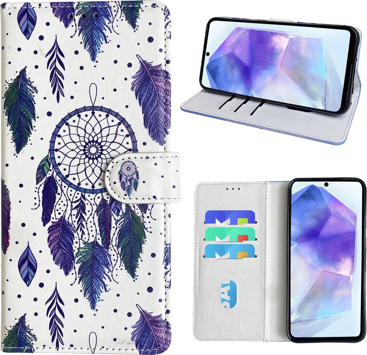 Hoesje geschikt voor Samsung Galaxy A55 Bookcase met dromenvanger print