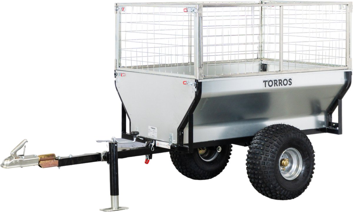 Aanhangwagen kipper 550kg enkele as met verzinkte bak box 1500 x 960 x 465 mm gegalvaniseerd Torros AHR550G