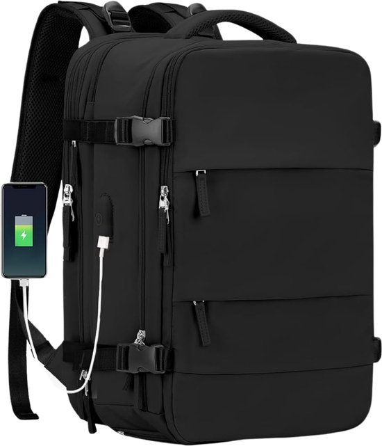 Villux Rugzak - Rugzak voor Reizen - Reistas Handbage - Reis Backpack - Rugtas Heren en Dames - Met Laptopvak - Geschikt voor Wandelen, Outdoor en Hiken - Zwart
