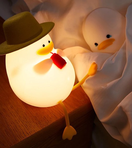 Nachtlampje Kinderen - Happy Eend - Nachtlampje baby - babykamer - LED - Timer - USB-C opladen - kinderkamer accessoires - kinderkamer lamp - babyshower - oplaadbare nachtlamp — afbeelding 3