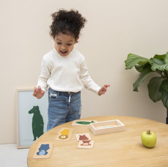 Trixie Puzzle combiné en bois avec animaux - Premier jouet bébé - À partir de 1 an - Éducatif - Pour garçons et filles