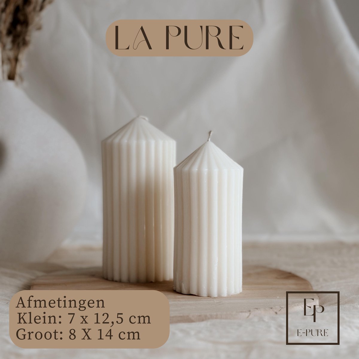 E Pure Candles - Handgemaakte Stompkaars - La Pure Groot