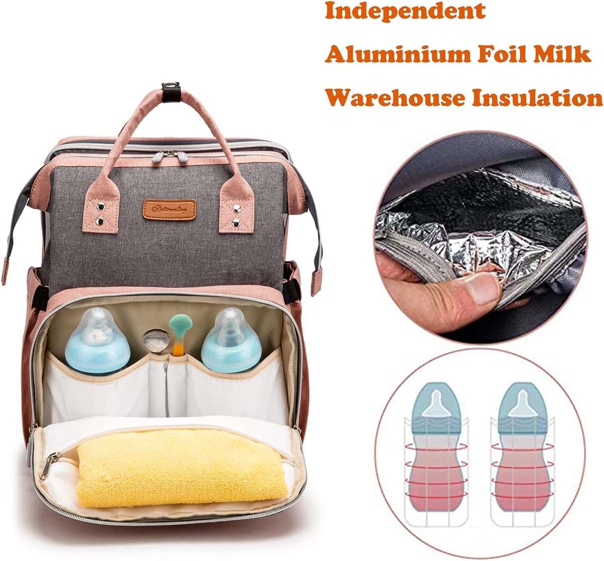 NEWHEY Verzorgingsrugzak voor baby's, waterdicht, grote capaciteit, multifunctionele reistas met 2 kinderwagenriemen voor mama papa, zwart
