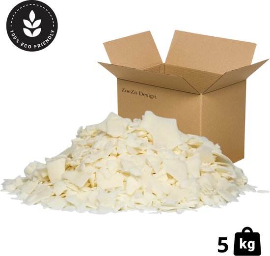 ZoeZo Design - Sojawas 100% Ecologisch - 5 KG - Container was - Vlokken - Soyawas - Wax melts - Soy wax - Natuurlijke soja was - Zelf kaarsen maken - Kaarsenwas